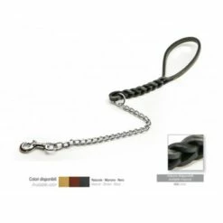 Eurocuoio Guinzaglio Doppia Treccia In Cuoio Con Catena