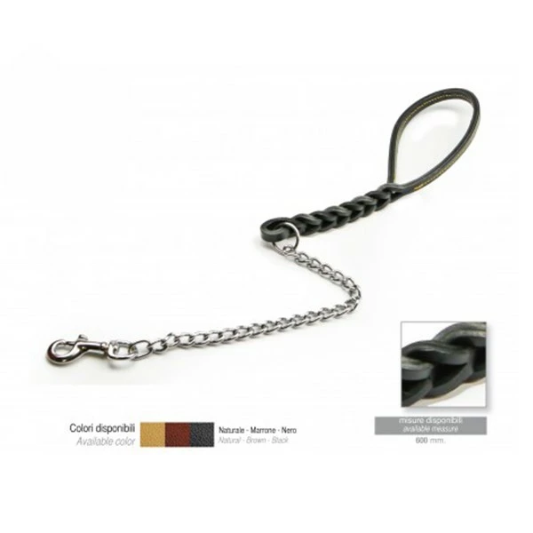 Eurocuoio Guinzaglio Doppia Treccia In Cuoio Con Catena 1 Eurocuoio Guinzaglio Doppia Treccia In Cuoio Con Catena