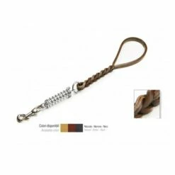 Eurocuoio Guinzaglio Doppia Treccia In Cuoio Con Molla