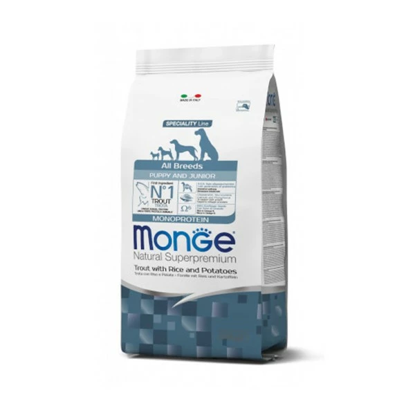 Monge Natural Superpremium Cane Secco Puppy All Breeds Trota, Riso & Patate 12 Kg 1 Monge Natural Superpremium Cane Secco Puppy All Breeds Trota, Riso & Patate 12 Kg