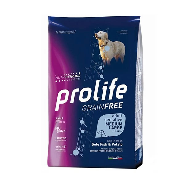 Prolife Cane Secco Grain Free Adult Sensitive Medium Large Sogliola E Patate 2.5 Kg 1 Prolife Cane Secco Grain Free Adult Sensitive Medium Large Sogliola E Patate 2.5 Kg
