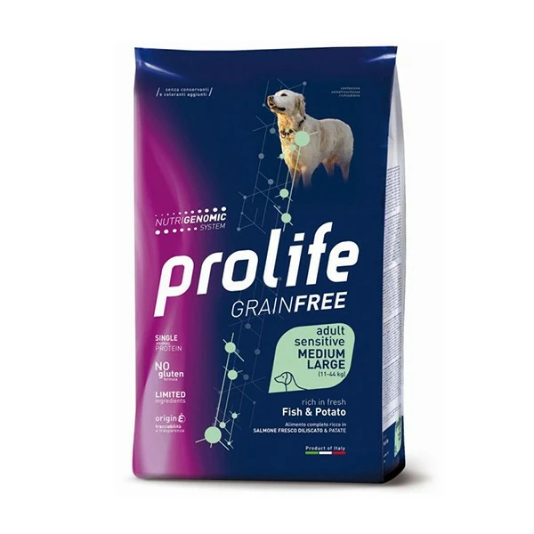 Prolife Cane Secco Grain Free Adult Sensitive Medium Large Pesce E Patate 2.5 Kg 1 Prolife Cane Secco Grain Free Adult Sensitive Medium Large Pesce E Patate 2.5 Kg