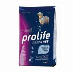 Prolife Cane Secco Grain Free Adult Sensitive Medium Large Sogliola E Patate 10 Kg